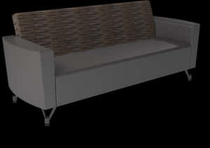 Modern Gray Couchwith Wicker Backrest PNG image with transparent background
