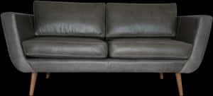 Modern Gray Leather Sofa PNG with transparent background