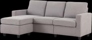 Modern Gray Sectional Sofawith Chaise PNG image with transparent background