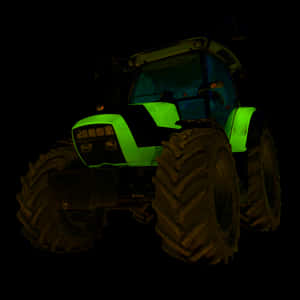 Modern Green Tractorat Night PNG