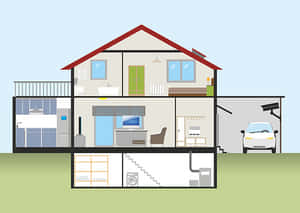 Modern Home Cross Section Illustration PNG with transparent background