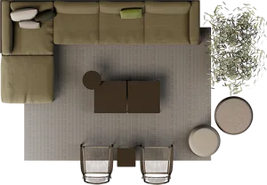 Modern Living Room Layout Top View PNG Image