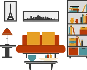 Modern Living Room Vector Illustration PNG Image