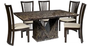 Modern Marble Dining Table Set PNG Image