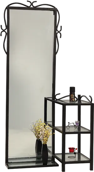 Modern Metal Dressing Tablewith Mirror PNG Image