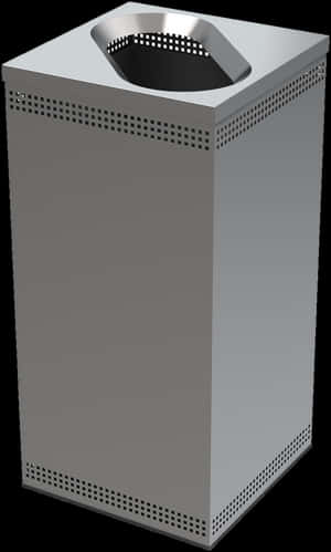 Modern Metallic Trash Can PNG with transparent background