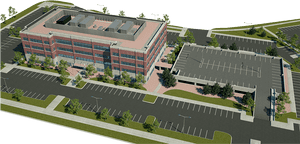 Modern Office Building Aerial View PNG image with transparent background