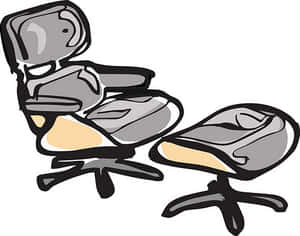 Modern Office Chairand Ottoman Illustration PNG with transparent background