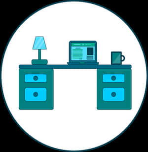 Modern Office Desk Setup PNG with transparent background