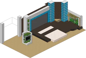 Modern Office Lobby Isometric Design PNG Image