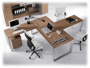 120 Degree Workstation Office Desk - Small Open Plan Office Design PNG image with transparent background