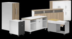 Modern Office Storage Furniture Collection PNG image with transparent background