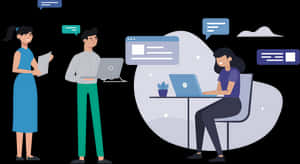 Modern Office Teamwork Illustration PNG image with transparent background