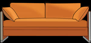 Modern Orange Sofa Design PNG image with transparent background