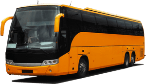 Modern Orange Tour Bus PNG image with transparent background