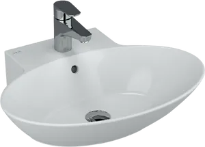 Modern Oval Bathroom Sink With Faucet PNG Image