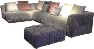 Modern Sectional Sofawith Ottoman PNG Image