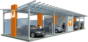 Modern Self Service Car Wash Stations PNG Image