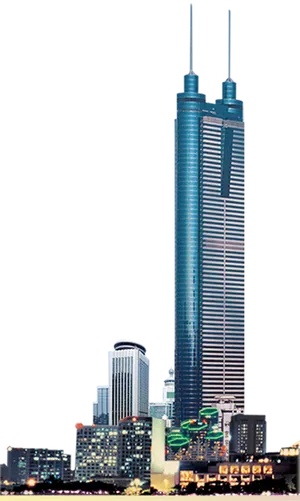 Modern Skyscraper Dominating Cityscape PNG Image