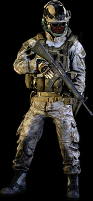 Modern Soldierin Camouflage Gear PNG image with transparent background