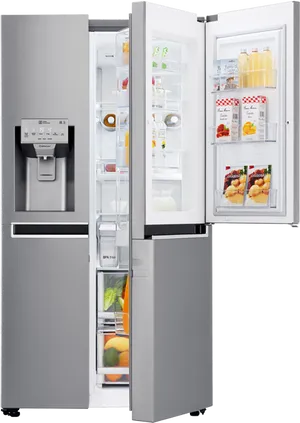 Modern Stainless Steel Refrigerator PNG Image