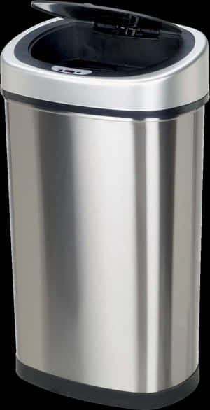 Modern Stainless Steel Trash Can PNG with transparent background