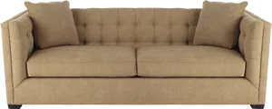 Modern Tufted Tan Sofa PNG Image