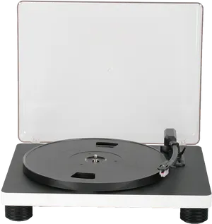 Modern Turntablewith Clear Dust Cover PNG Image