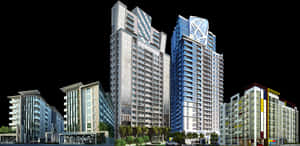 Modern Urban Skyline Night PNG image with transparent background