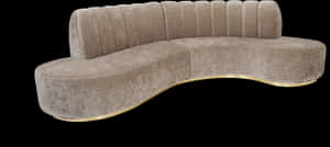 Modern Velvet Curved Couchwith Gold Trim PNG image with transparent background