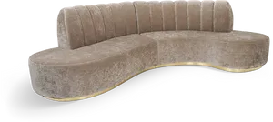 Modern Velvet Curved Couchwith Gold Trim PNG Image