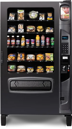 Modern Vending Machine Stockedwith Snacksand Drinks PNG Image