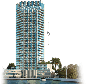 Modern Waterfront Skyscraper Design PNG