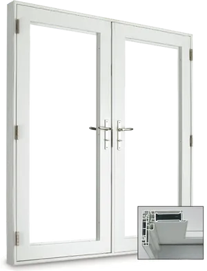 Modern White French Doors PNG Image