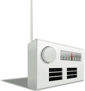 Modern White Radiowith Antenna PNG Image