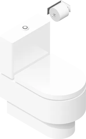 Modern White Toilet Isometric View PNG Image