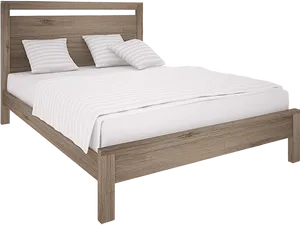 Modern Wooden Bed Design PNG Image