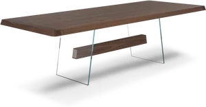 Modern Wooden Dining Tablewith Glass Legs.png PNG Image