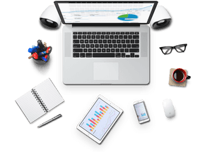 Modern Workplace Setup PNG with transparent background