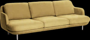 Modern Yellow Fabric Couch PNG with transparent background