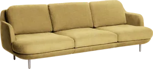 Modern Yellow Fabric Couch PNG Image