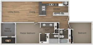 Modern2 Bedroom Apartment Floor Plan PNG image with transparent background