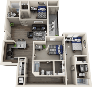 Modern2 Bedroom Apartment Layout PNG image with transparent background