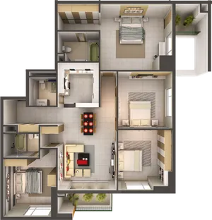 Modern3 D Apartment Floor Plan PNG Image