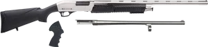 Modular Pump Action Shotgun Disassembled PNG Image