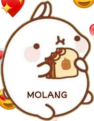 Molang Cartoon Character Eating PNG Image