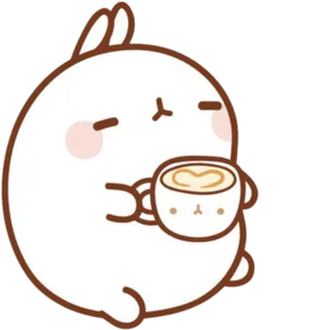 Molang Coffee Time Cute Illustration PNG Image