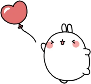 Molang_ Happy_with_ Heart_ Balloon PNG Image