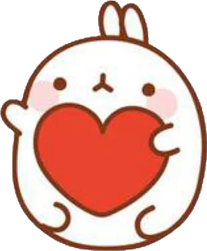 Molang Holding Heart PNG Image