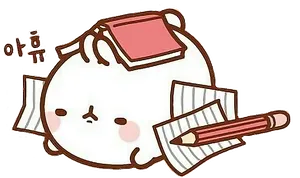 Molang Studying Hard.png PNG Image